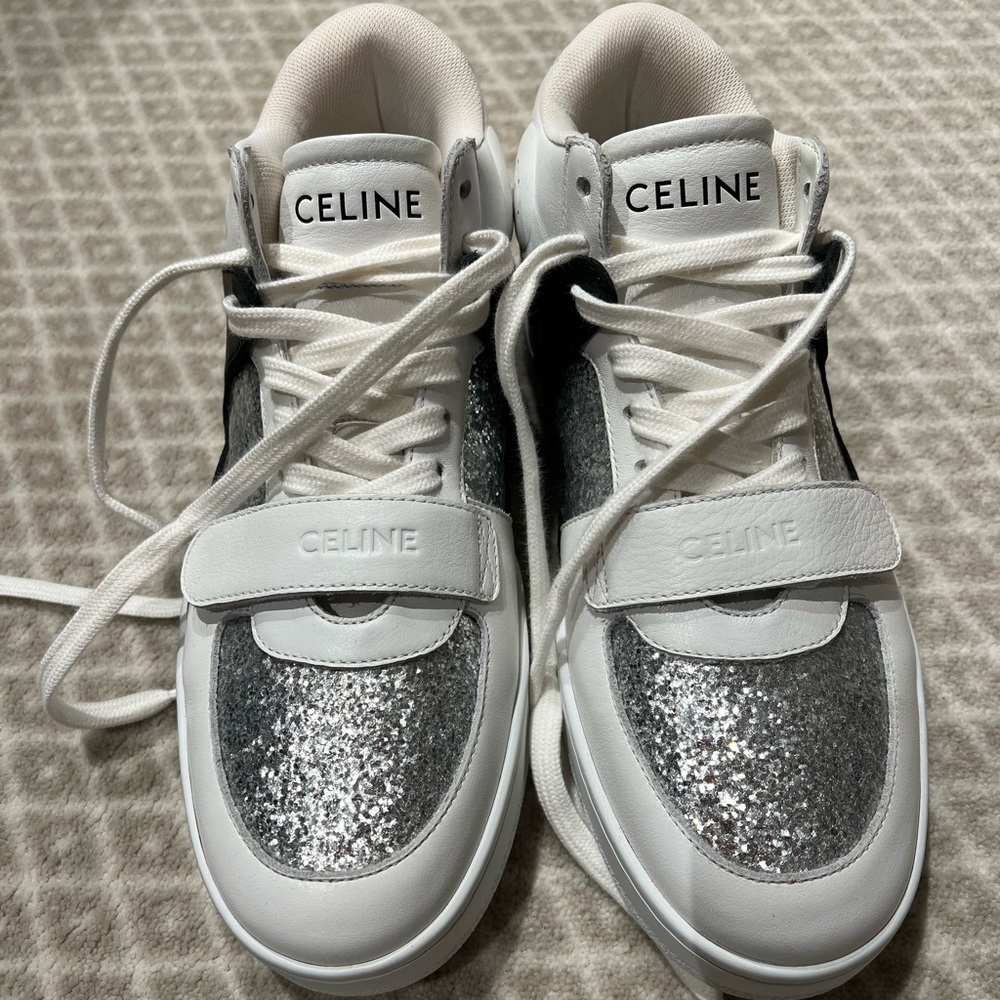 Celine, Brand new!! high top sparkly sneakers.
